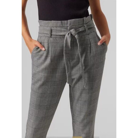 Vero Moda Women's Size 16 Check Paperbag K Curve Pants 36" Waist New with Tags - Picture 3 of 10